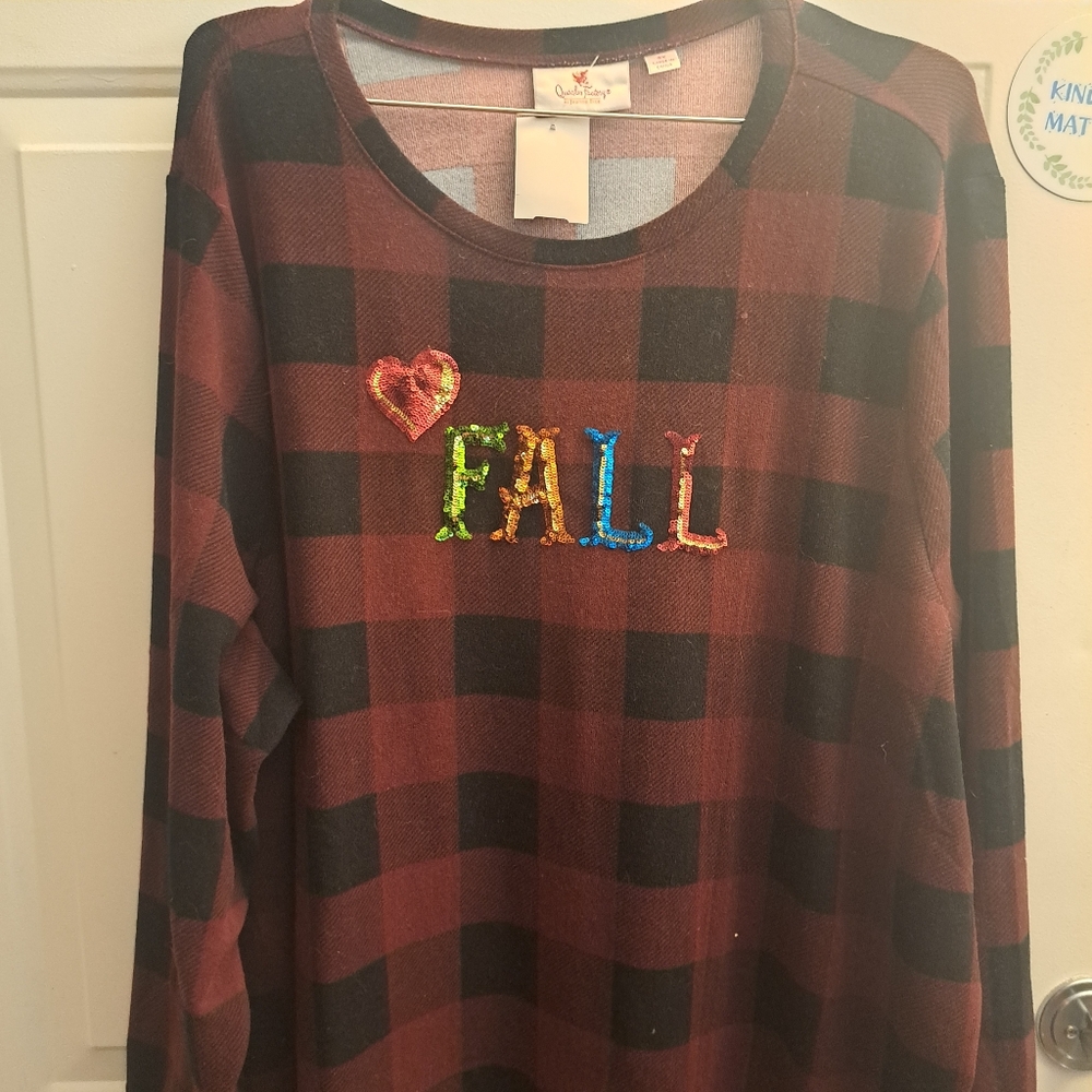 Quacker Factory Buffalo Red Plaid Sequin 3x - image 1